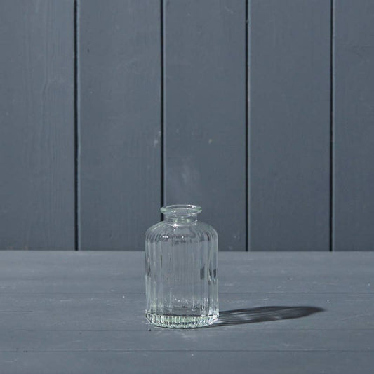 Clear Ribbed Glass Bottle