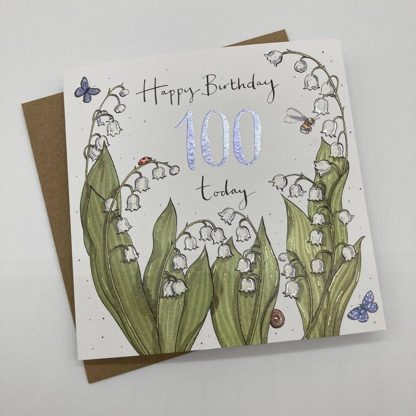 100th Birthday Card - Lily of the Valley