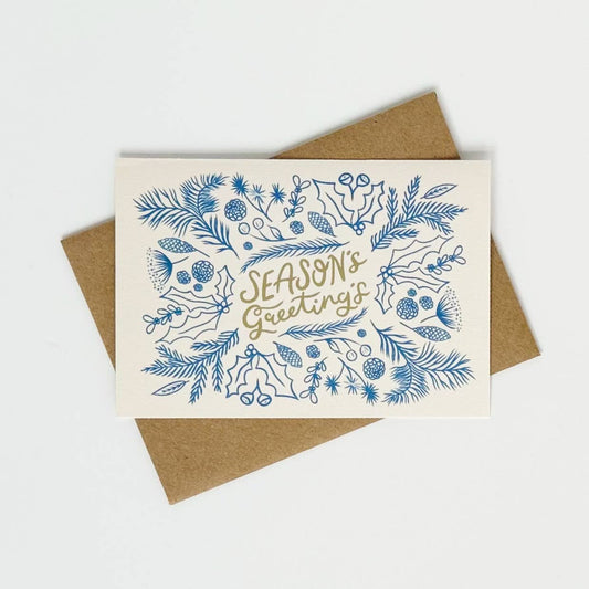 Season's Greeting's - Cream & Blue