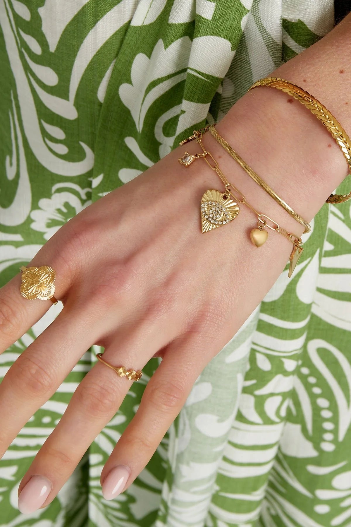 Serenity Charm Silver Double Layered Bracelet