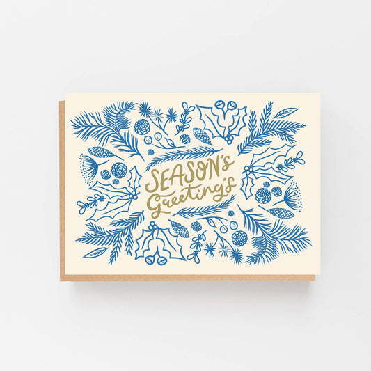 Season's Greeting's - Cream & Blue