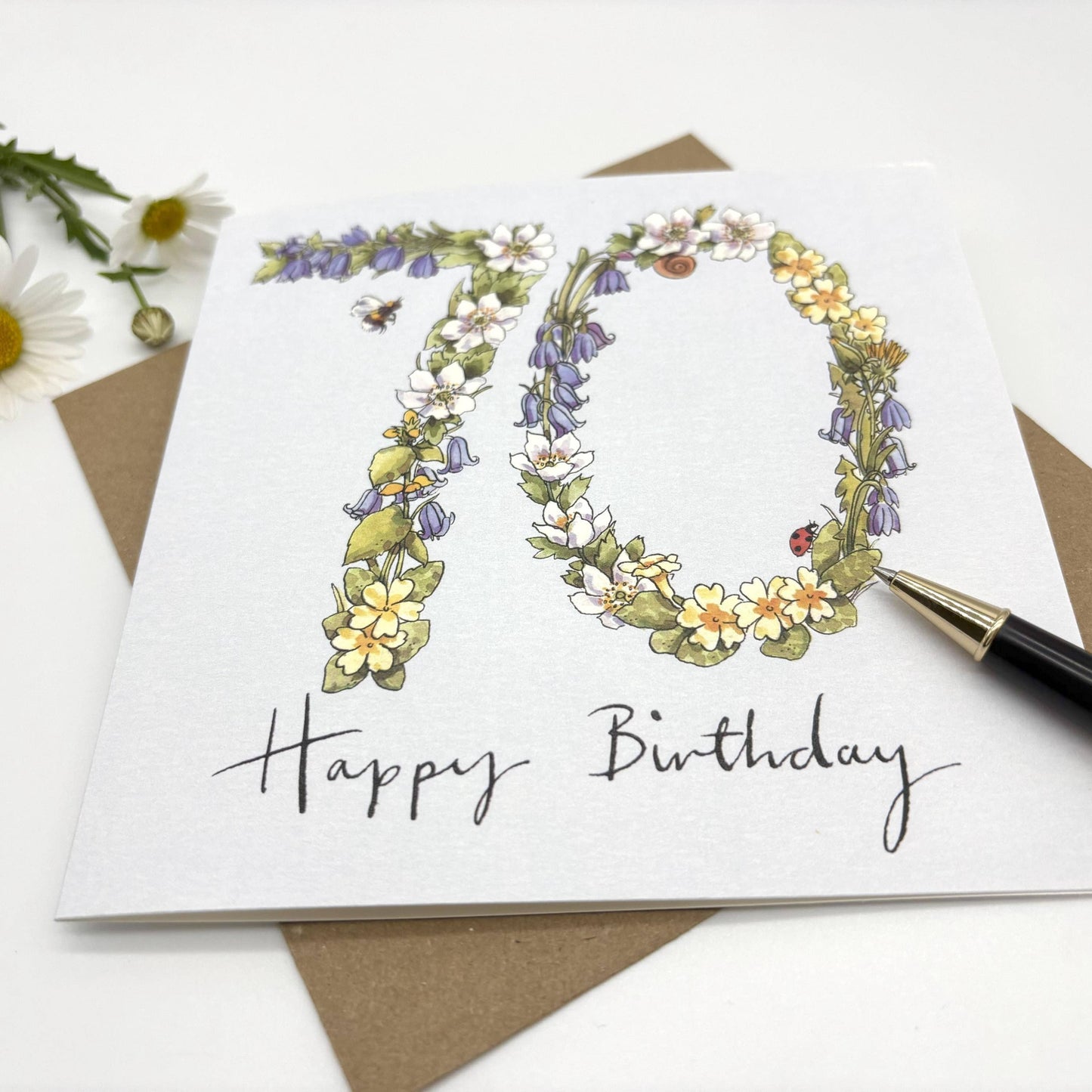 70th Birthday Card - Wildflower
