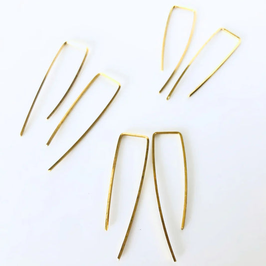 Minimalistic Ear Threaders Round | Brass
