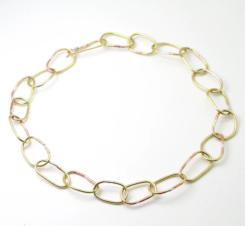 Irregular Organic Shape Chunky Brass Necklace