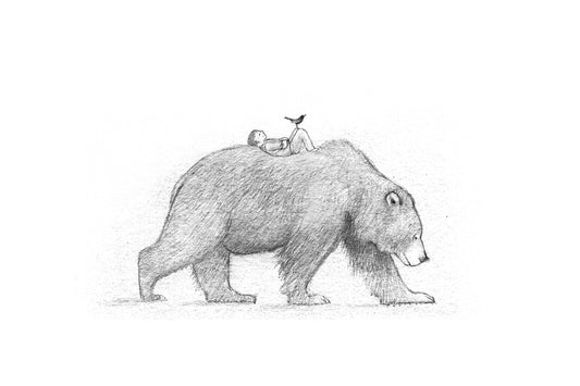 Greeting Card – Grizzly Bear and Boy