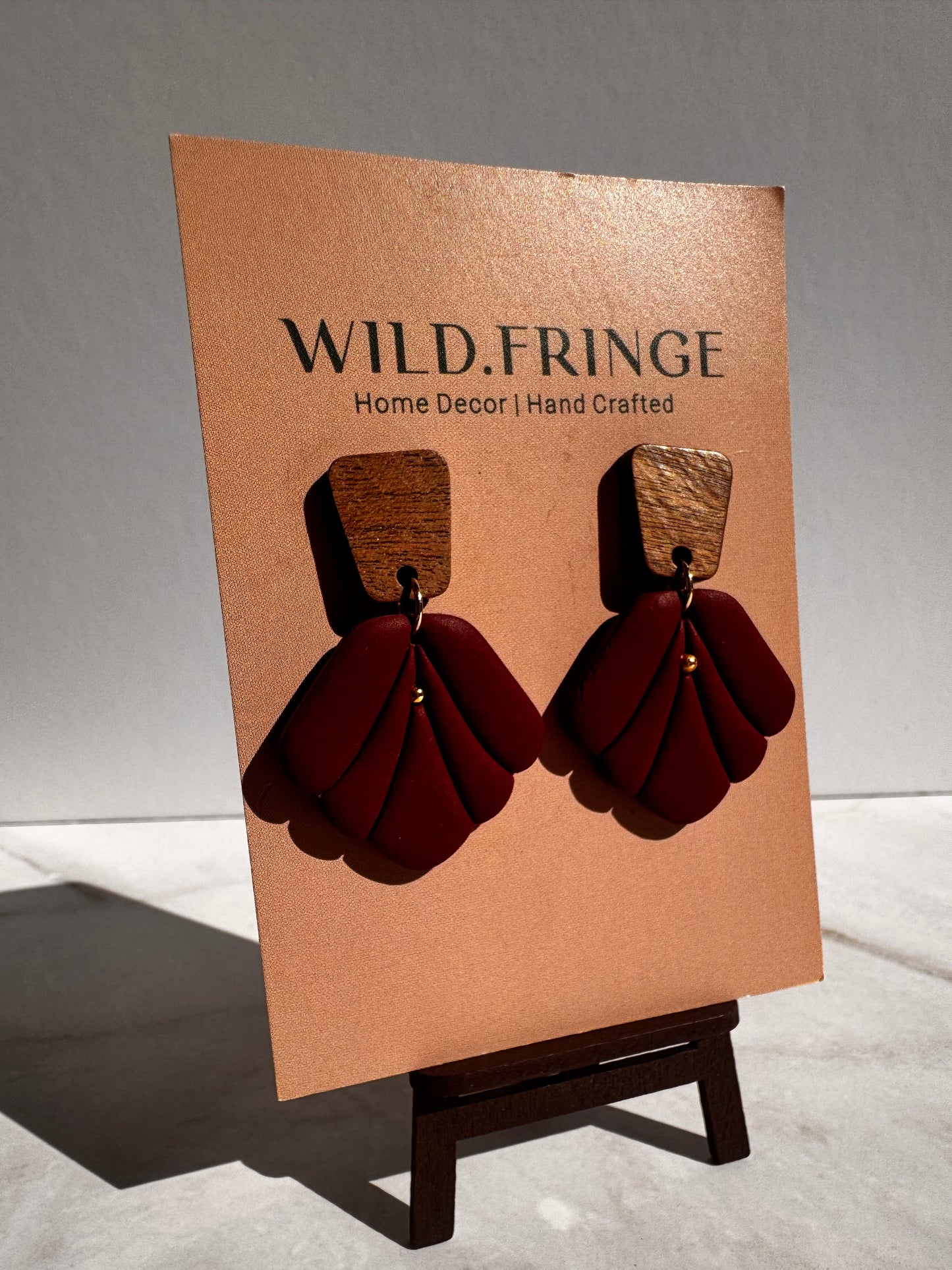 Audrey Clay Earrings - Burgundy