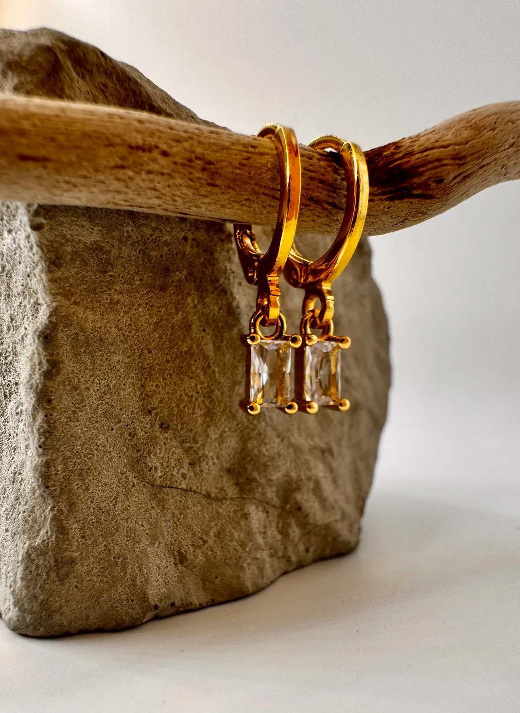 Effie Baguette Zirconia Huggie Earrings