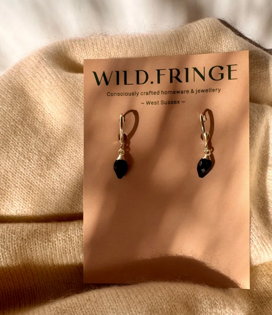 Lena Marquise Black Spinel Charm Huggie Earrings