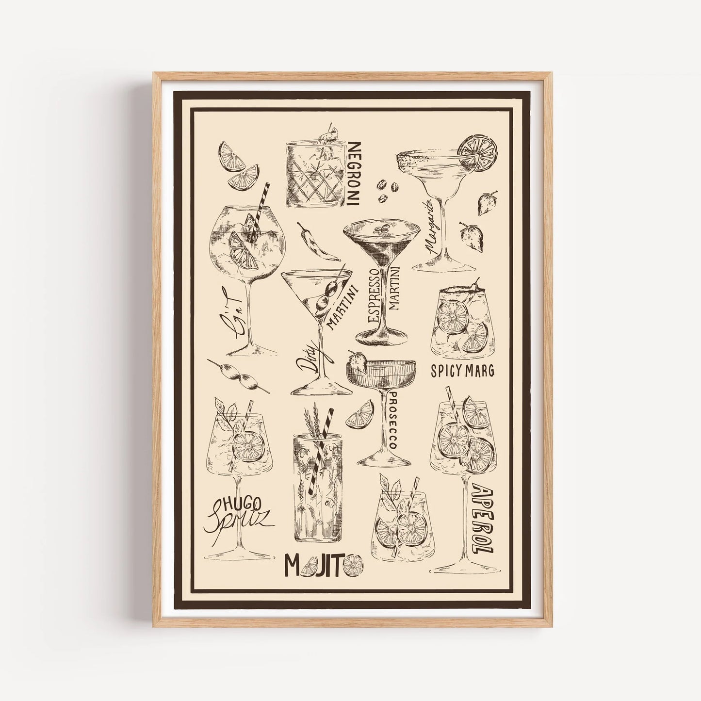 Vintage Cocktails Print