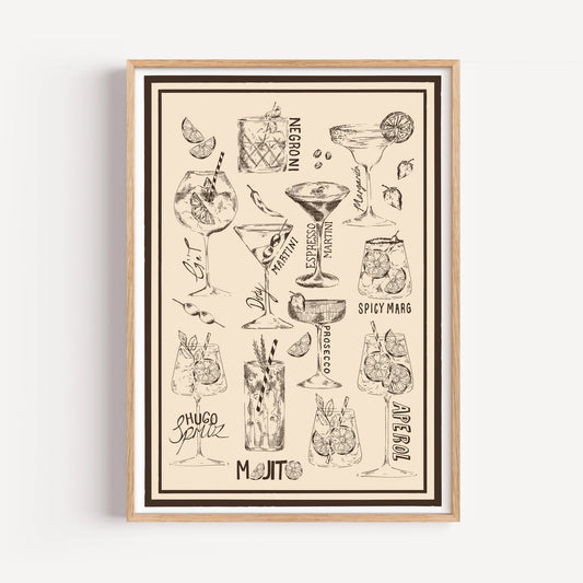 Vintage Cocktails Print