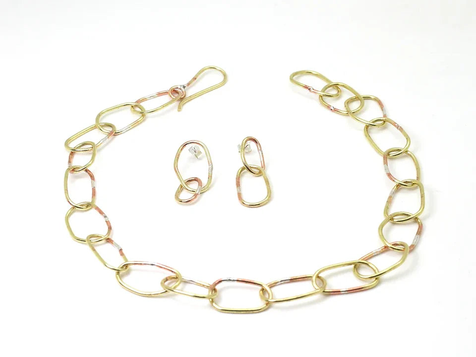 Irregular Organic Shape Chunky Brass Necklace