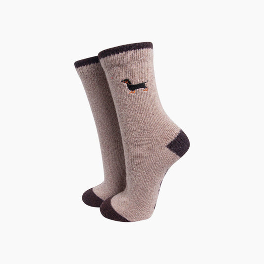 Sausage Dog Embroidered Wool Socks