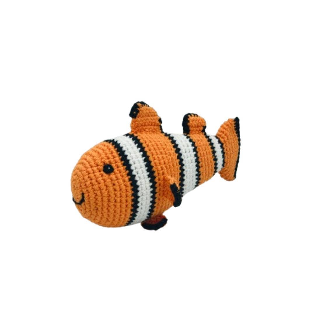 Crochet Clown Fish Baby Rattle Organic Cotton