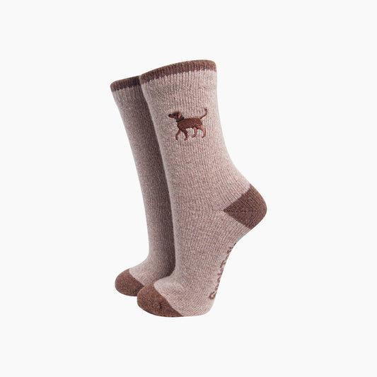 Chocolate Labrador Embroidered Wool Socks