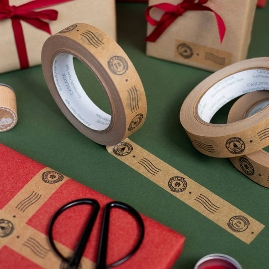 Festive Stamp Paper Tape 24mm - Gift Wrapping & Crafting