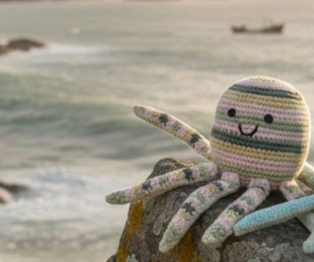 Crochet Pastel Octopus Baby Rattle Organic Cotton