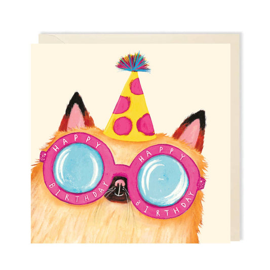 Happy Birthday Funny Cat Sunglasses Greeting Card | Cat Card