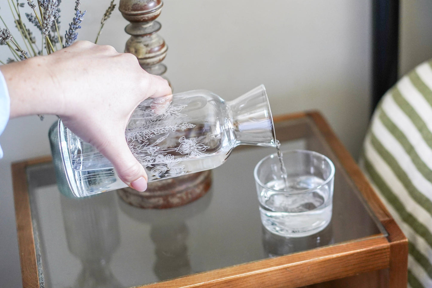 Floral Mini Water Carafe & Glass Gift Set