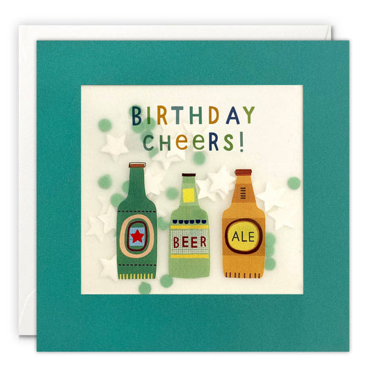 Beer Bottles Confetti Birthday Card