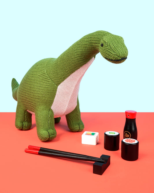 Large Knitted Green Titanosaur Dinosaur Teddy Soft Toy