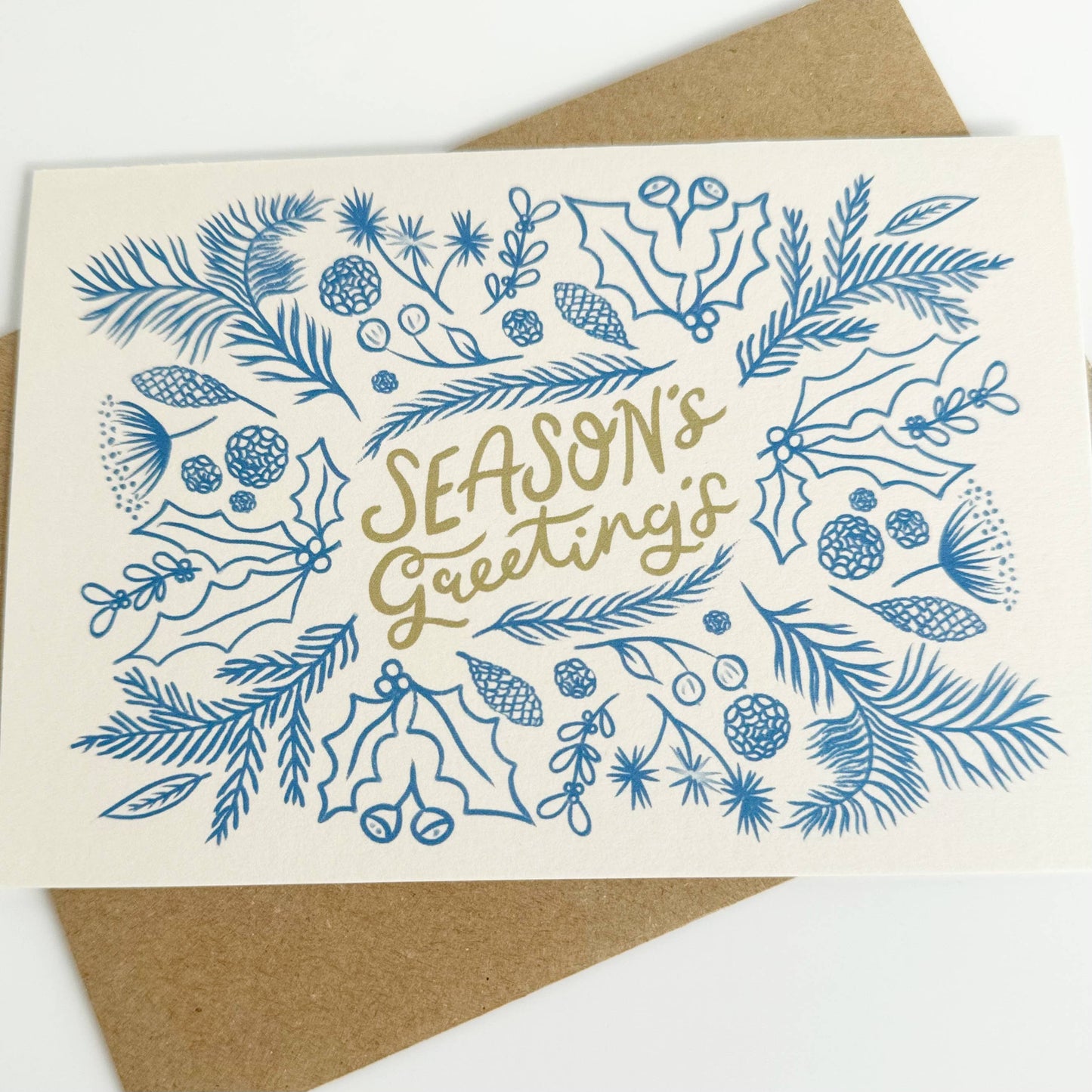 Season's Greeting's - Cream & Blue