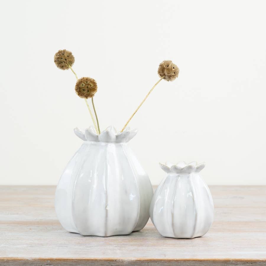White Poppy Bud Vase