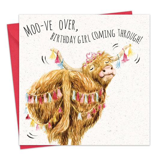 Highland Cow Moo-ve Over Birthday Card
