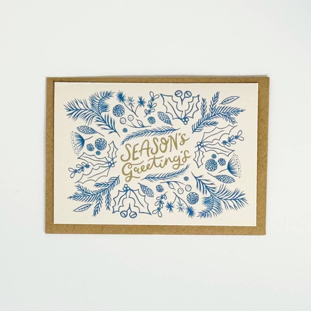 Season's Greeting's - Cream & Blue