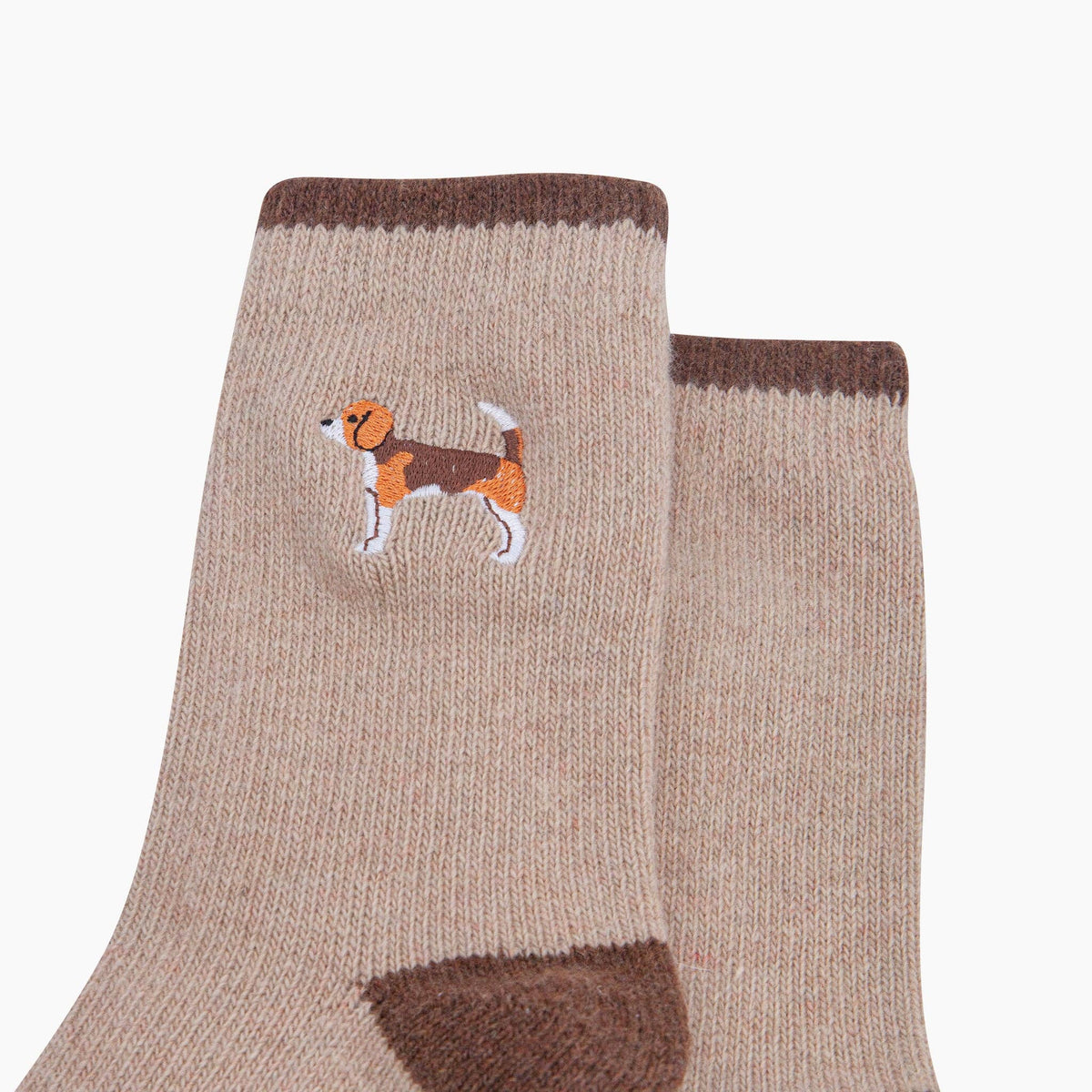Beagle Embroidered Wool Socks
