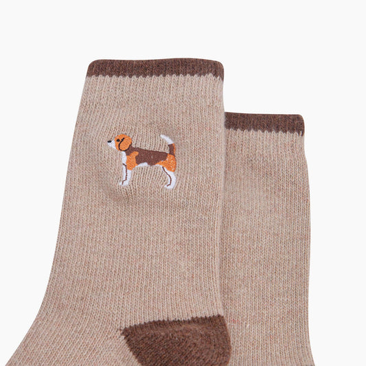 Beagle Embroidered Wool Socks