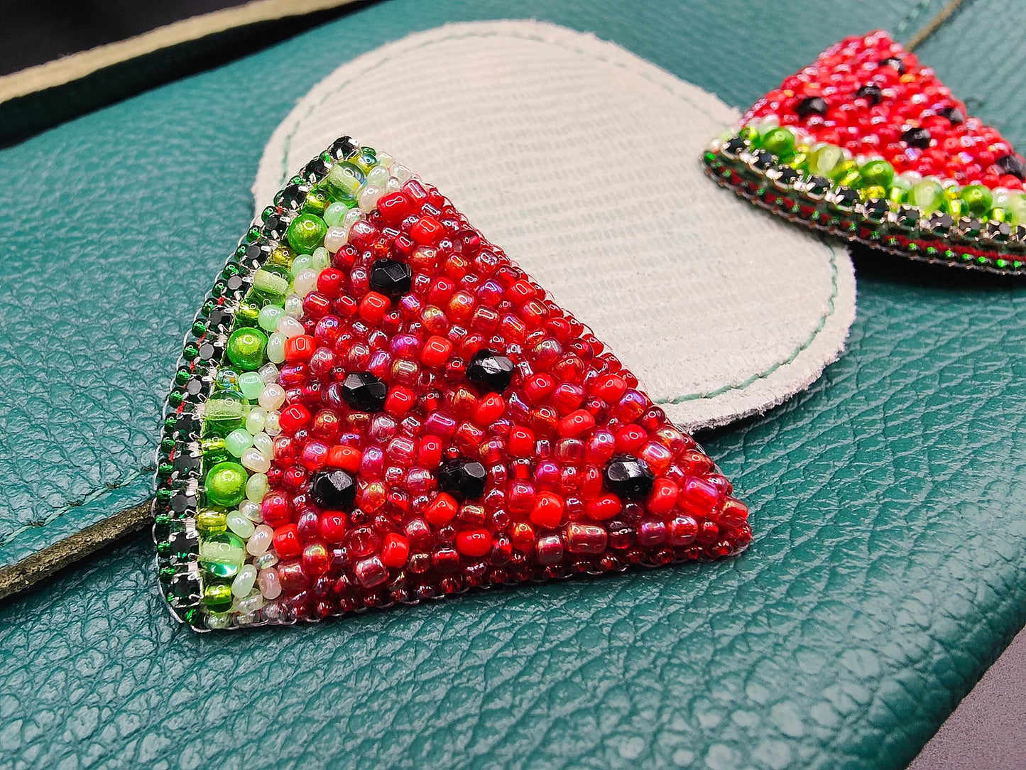 Handmade Beaded Watermelon Brooch