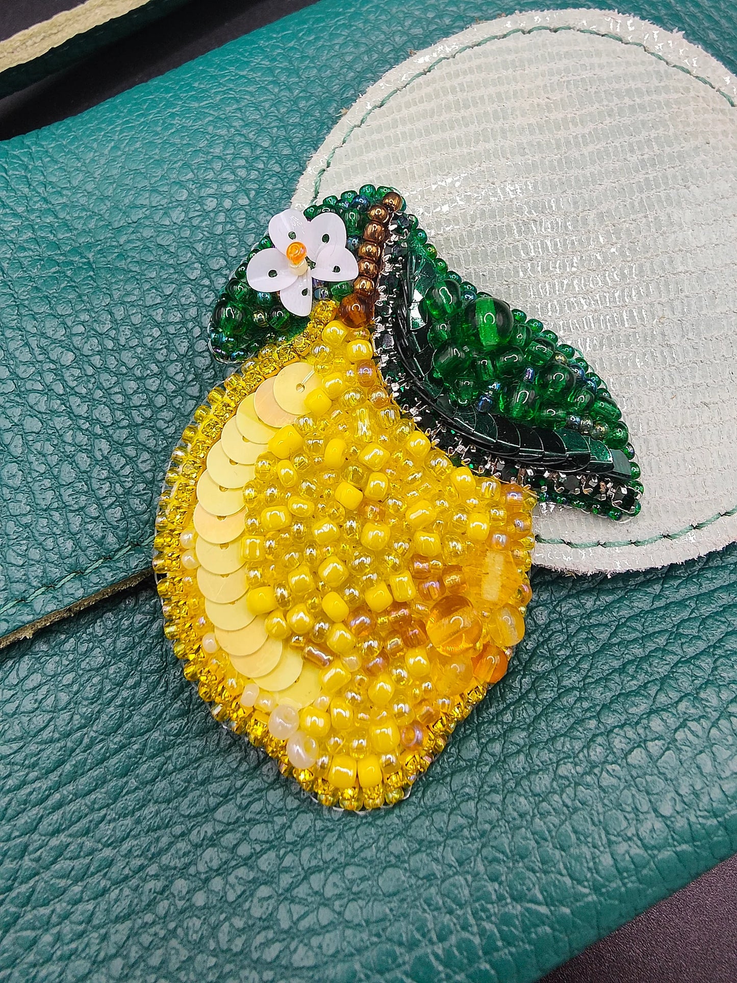 Handmade Lemon Beaded Brooch