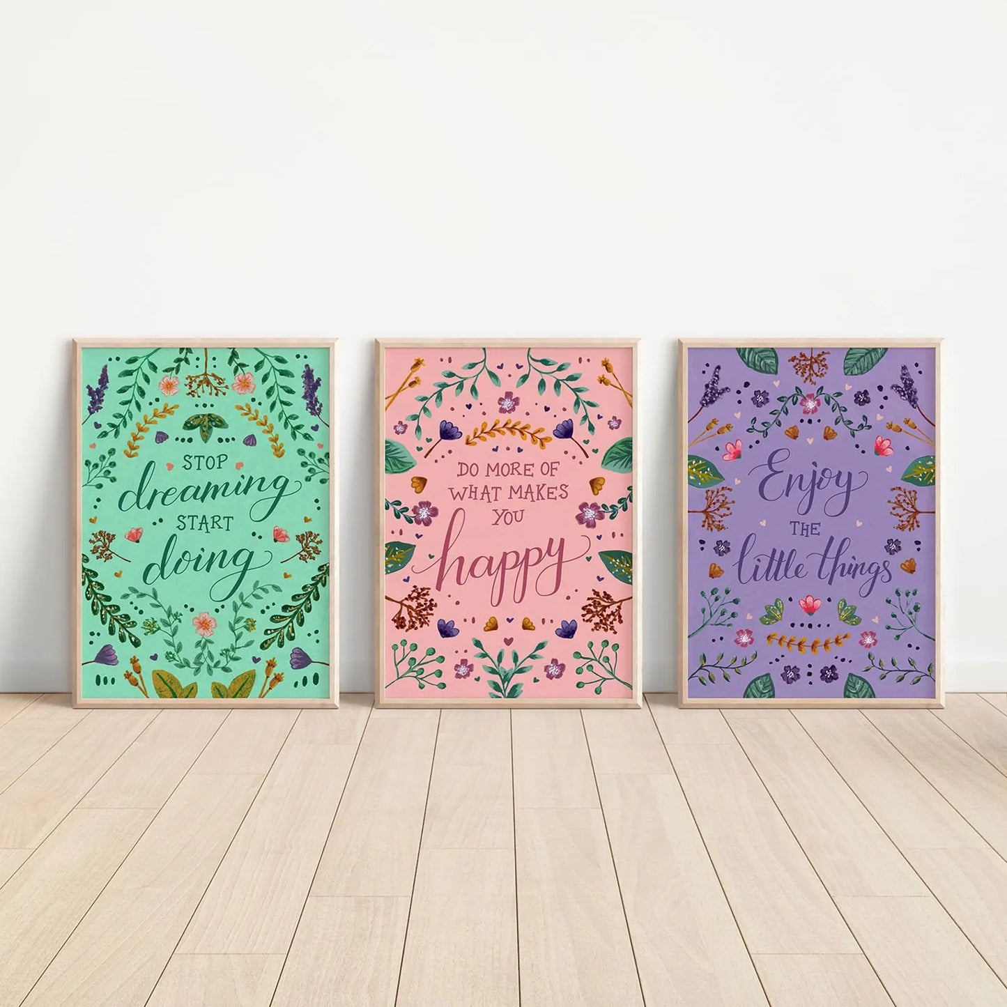 Floral Feel Good Quote Art Print Pink