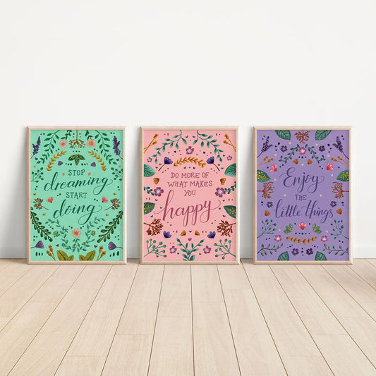 Floral Feel Good Quote Art Print Pink