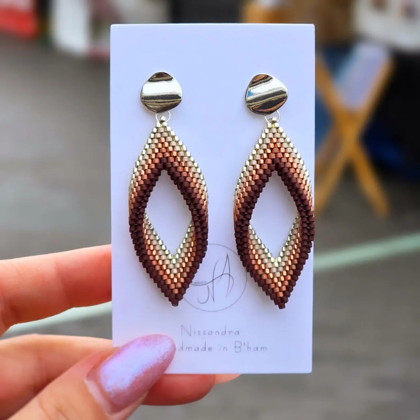 Silver Plated Miyuki Beadwork Dangle Earrings