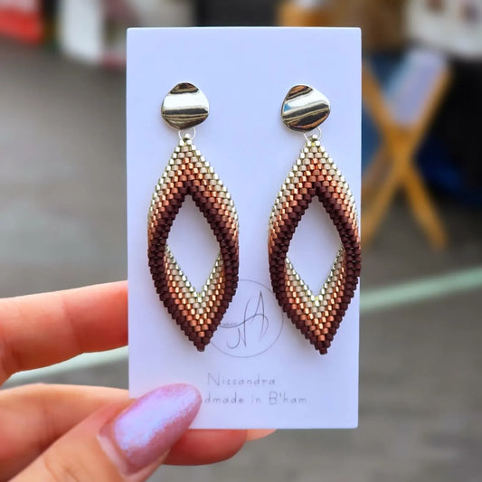 Silver Plated Miyuki Beadwork Dangle Earrings