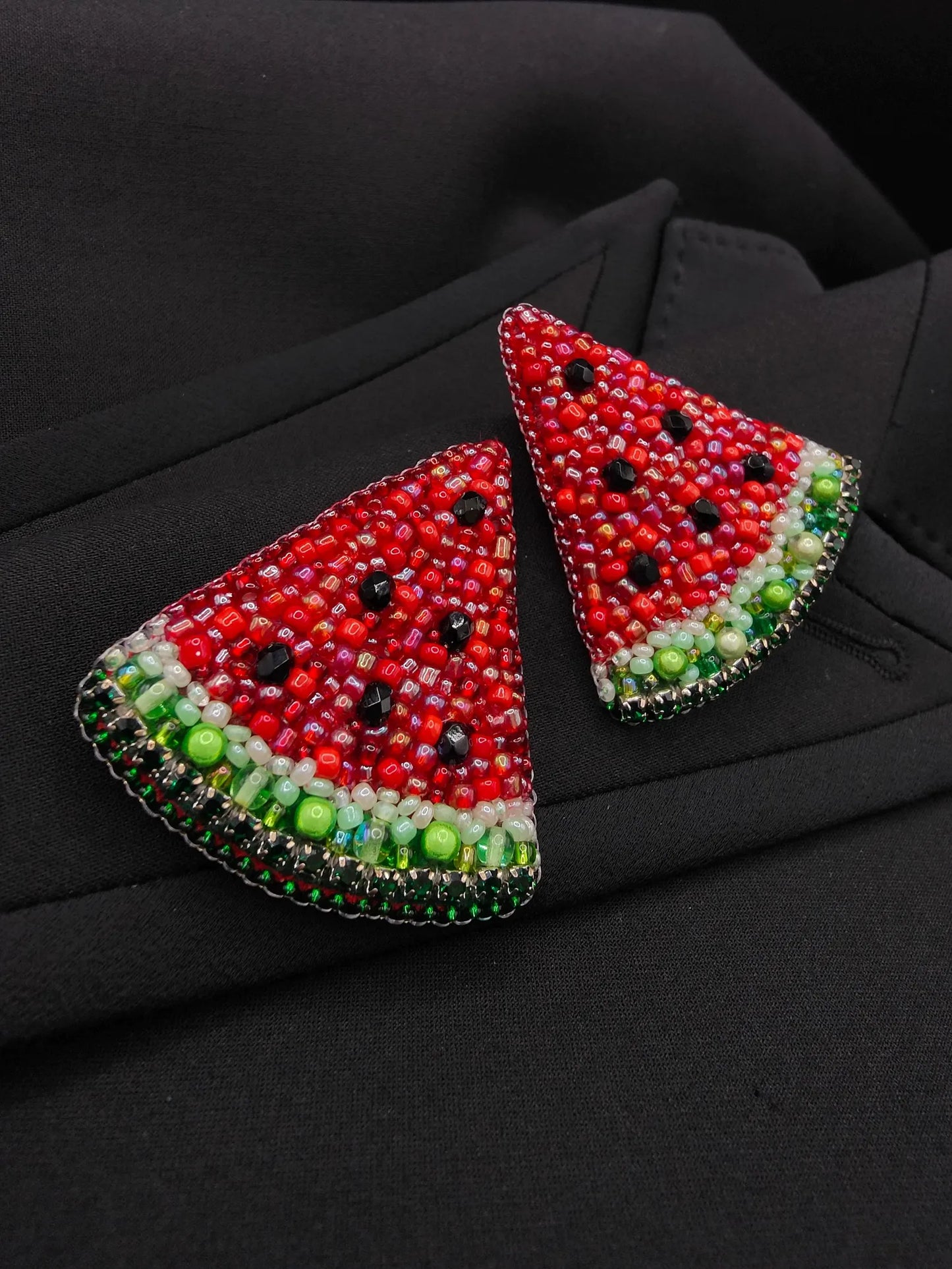 Handmade Beaded Watermelon Brooch