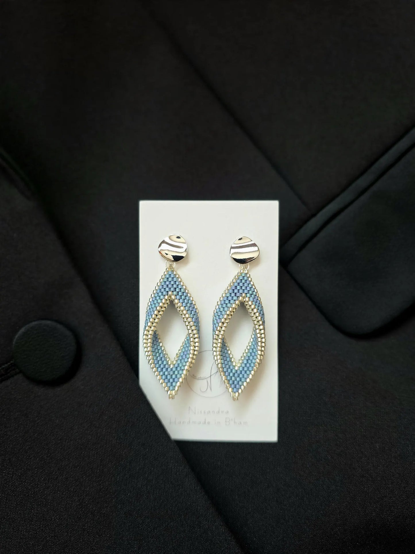 Silver Plated Miyuki Beadwork Dangle Earrings
