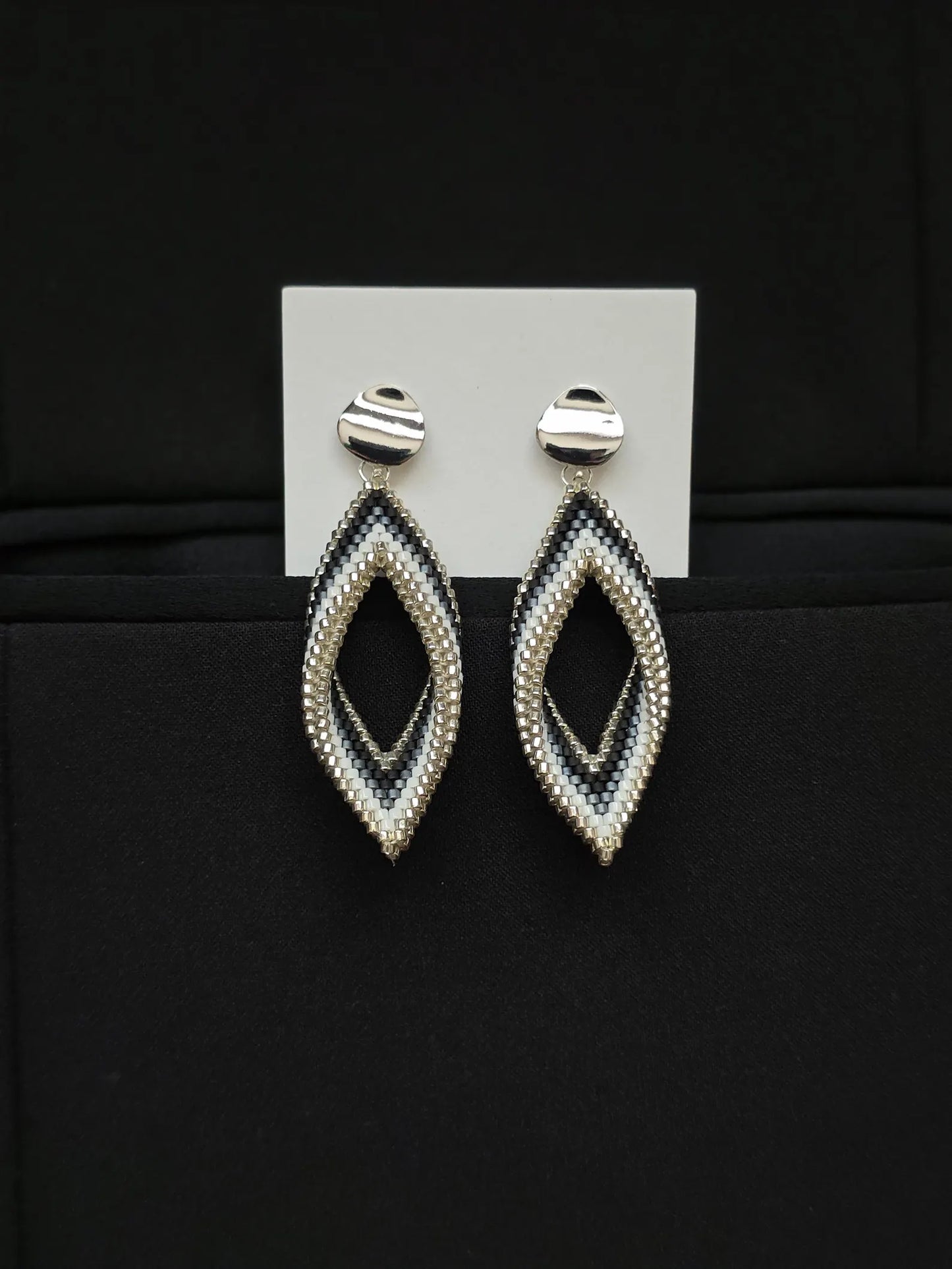 Silver Plated Miyuki Beadwork Dangle Earrings