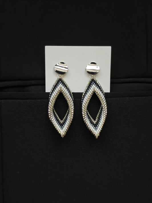 Silver Plated Miyuki Beadwork Dangle Earrings