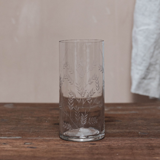 Fern Etched Slim Vase